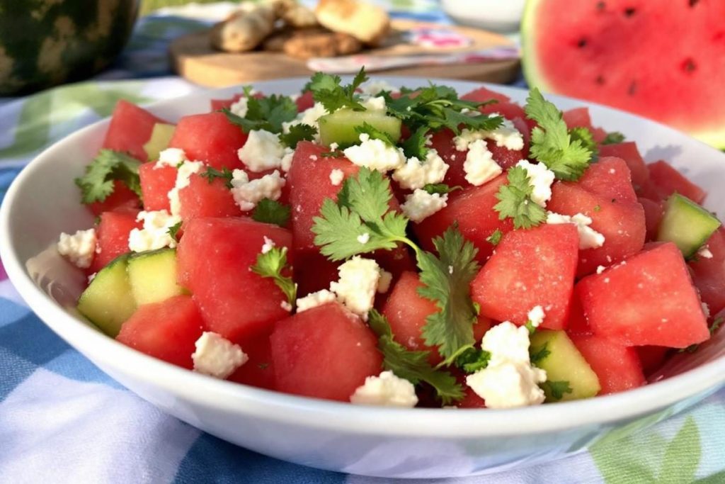 Cet été, tout le monde craque pour la salade pastèque-feta : la recette fraîche et virale, plus légère qu’une salade de pâtes.