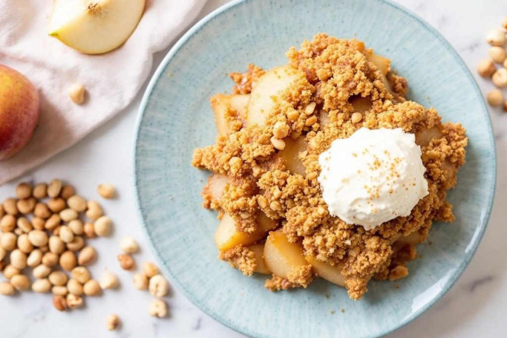 Ce crumble poires-noisettes croustillant va bouleverser vos goûters d’automne !