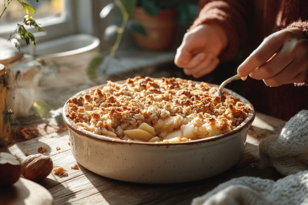 « Mon dessert de rentrée préféré : ce crumble pommes-noisettes facile fait un carton »