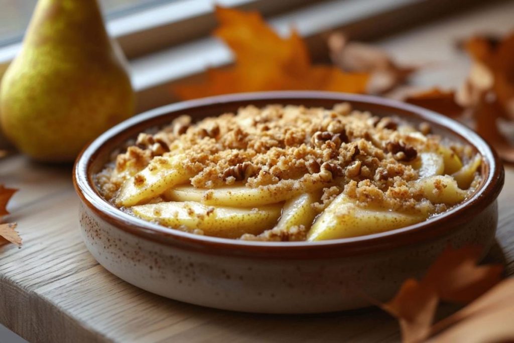 Crumble aux poires et aux noix : le dessert automnal qui régale tout le monde
