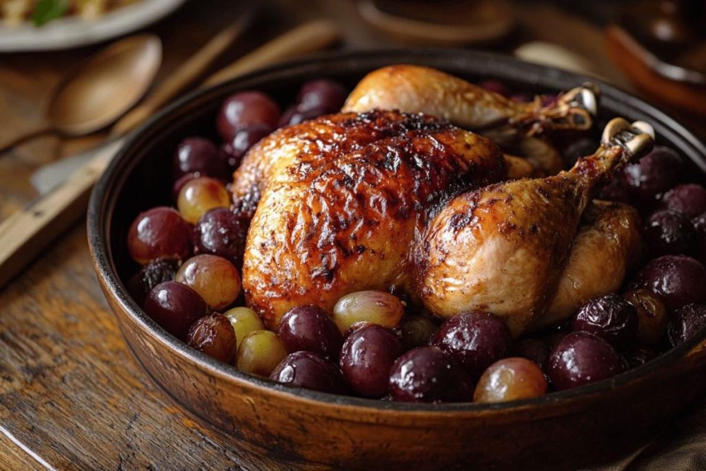 C’est le plat que je prépare à toutes les rentrées : le poulet rôti aux raisins, sucré-salé réconfortant