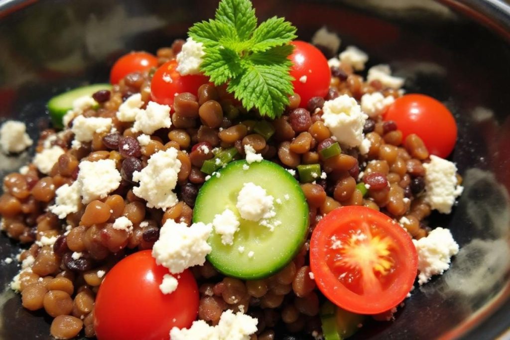 Mon déjeuner léger incontournable : cette salade de lentilles est engloutie par mes amis avant que j’aie pu me resservir